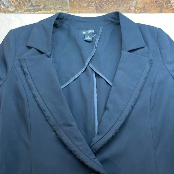 White House Black Market Black Raw Edge Trim Blazer Jacket Women’s Small Button - Picture 8 of 13